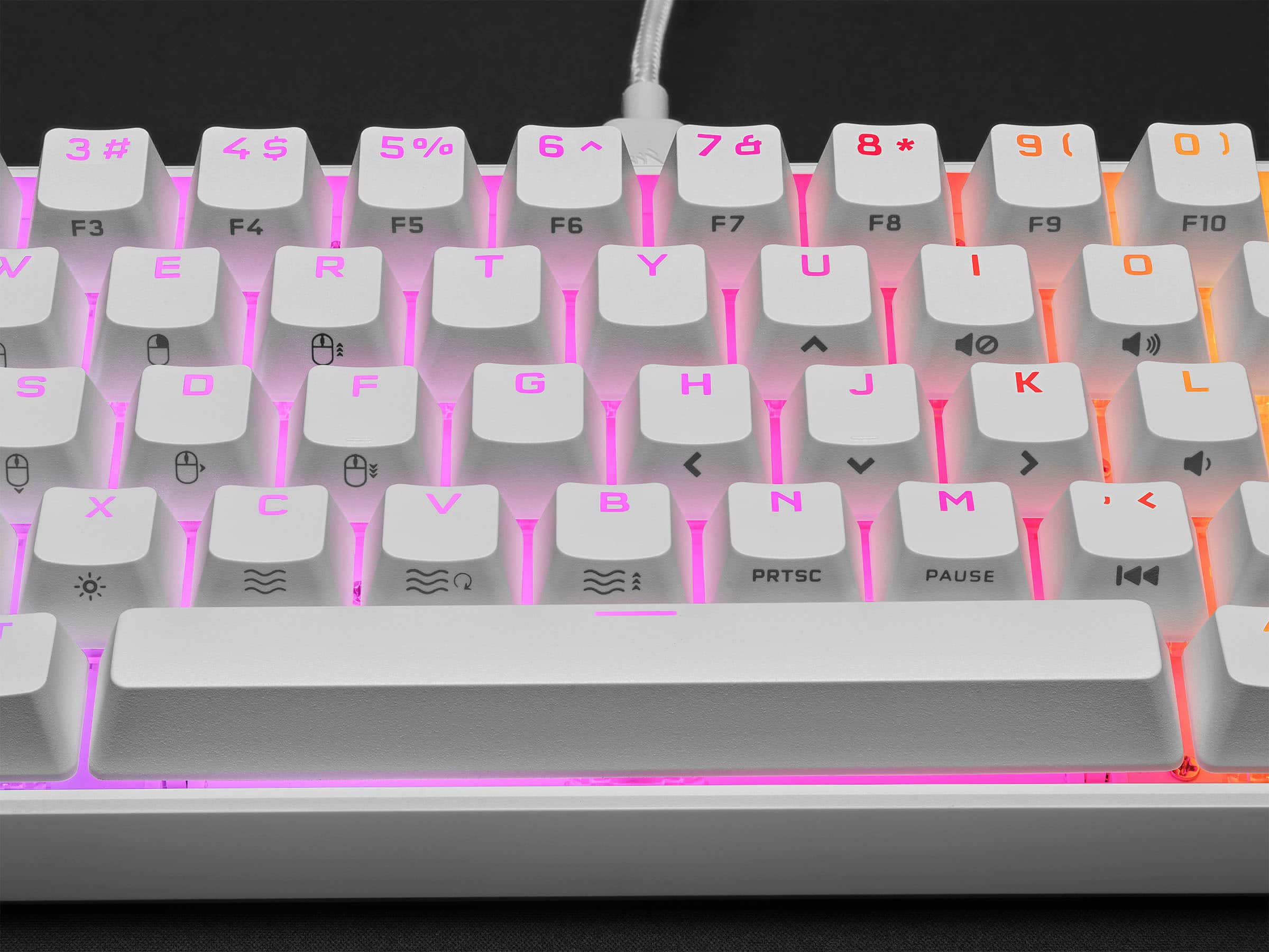 Alt View 22. CORSAIR - K65 RGB Mini Wired 60% Mechanical Cherry MX SPEED Linear Switch Gaming Keyboard with PBT Double-Shot Keycaps - White.