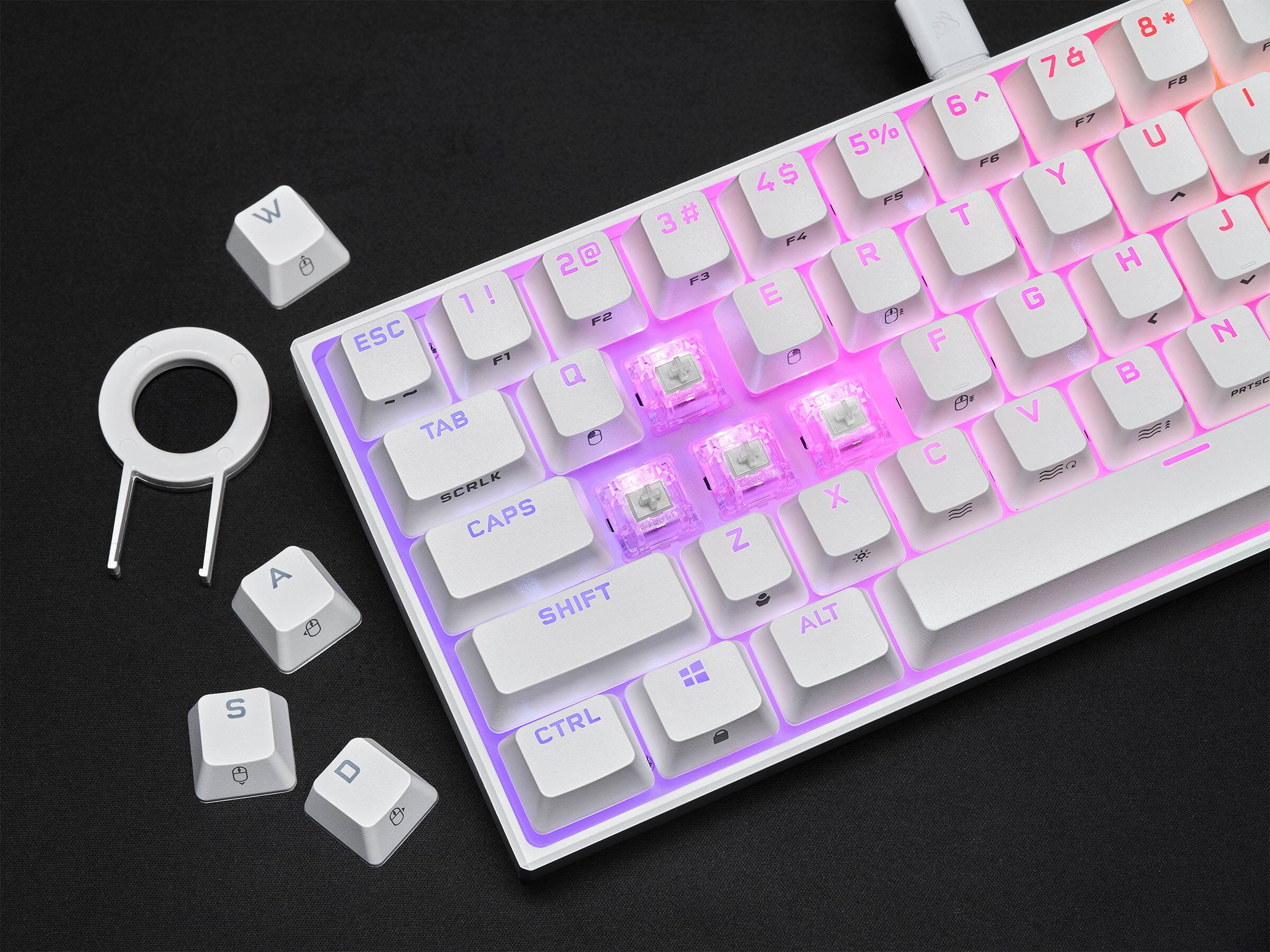 Alt View 23. CORSAIR - K65 RGB Mini Wired 60% Mechanical Cherry MX SPEED Linear Switch Gaming Keyboard with PBT Double-Shot Keycaps - White.