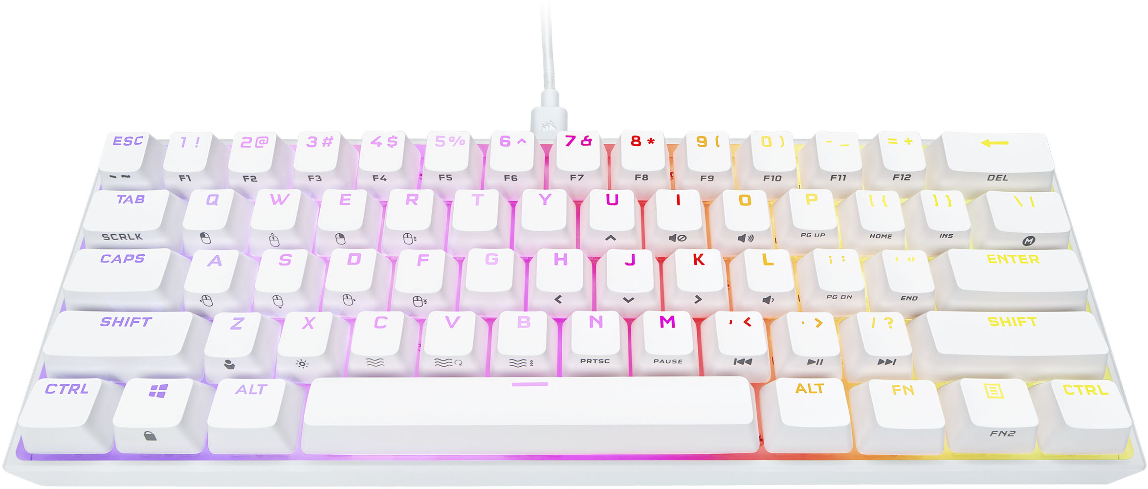 CORSAIR K65 RGB Mini Wired 60% Cherry MX SPEED Linear Switch Gaming Keyboard with PBT Double-Shot White CH-9194114-NA - Best