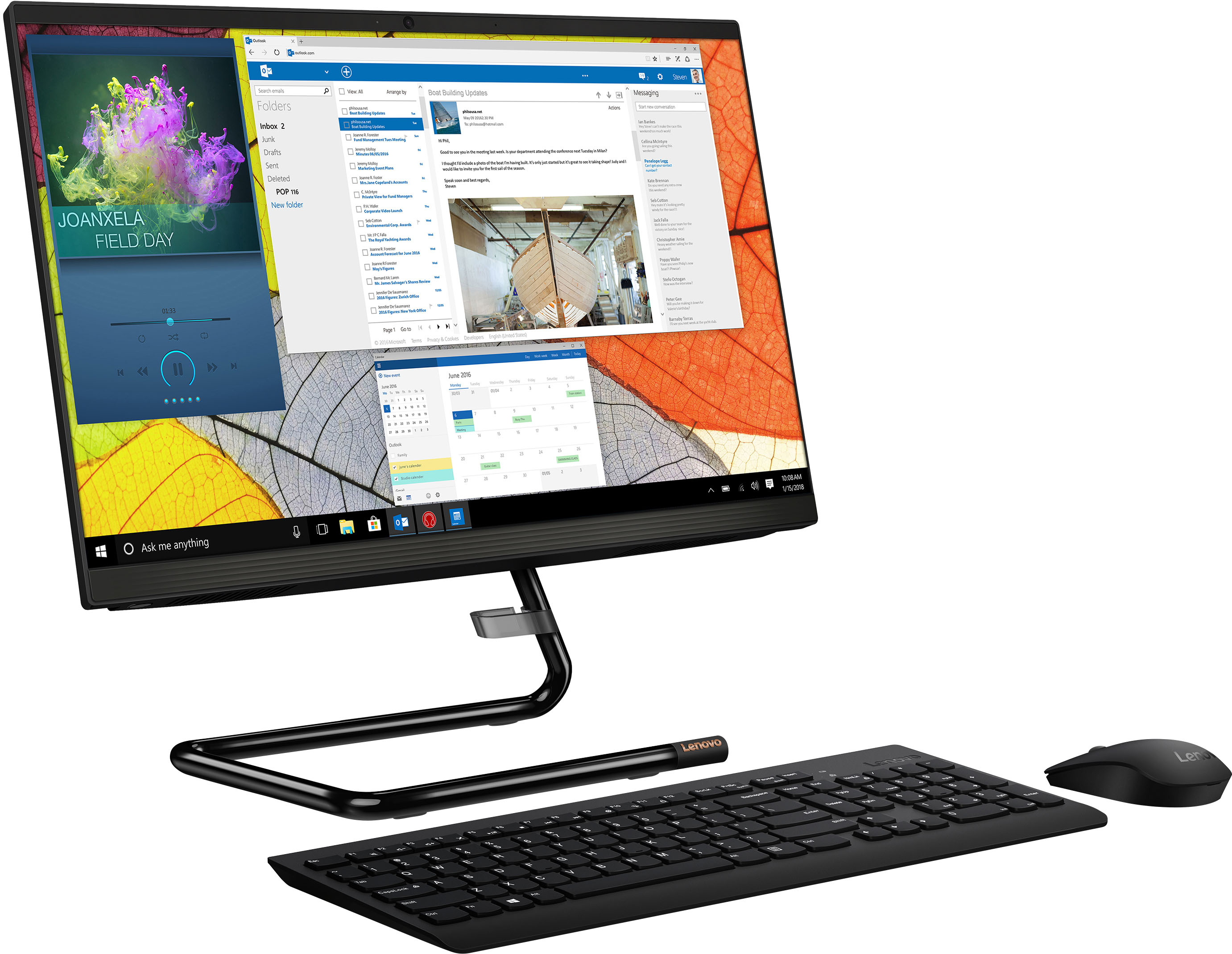 Angle View: Lenovo - IdeaCentre AIO A340 22" Touch-Screen All-In-One - Intel Pentium - 8GB Memory - 1TB Hard Drive - Black