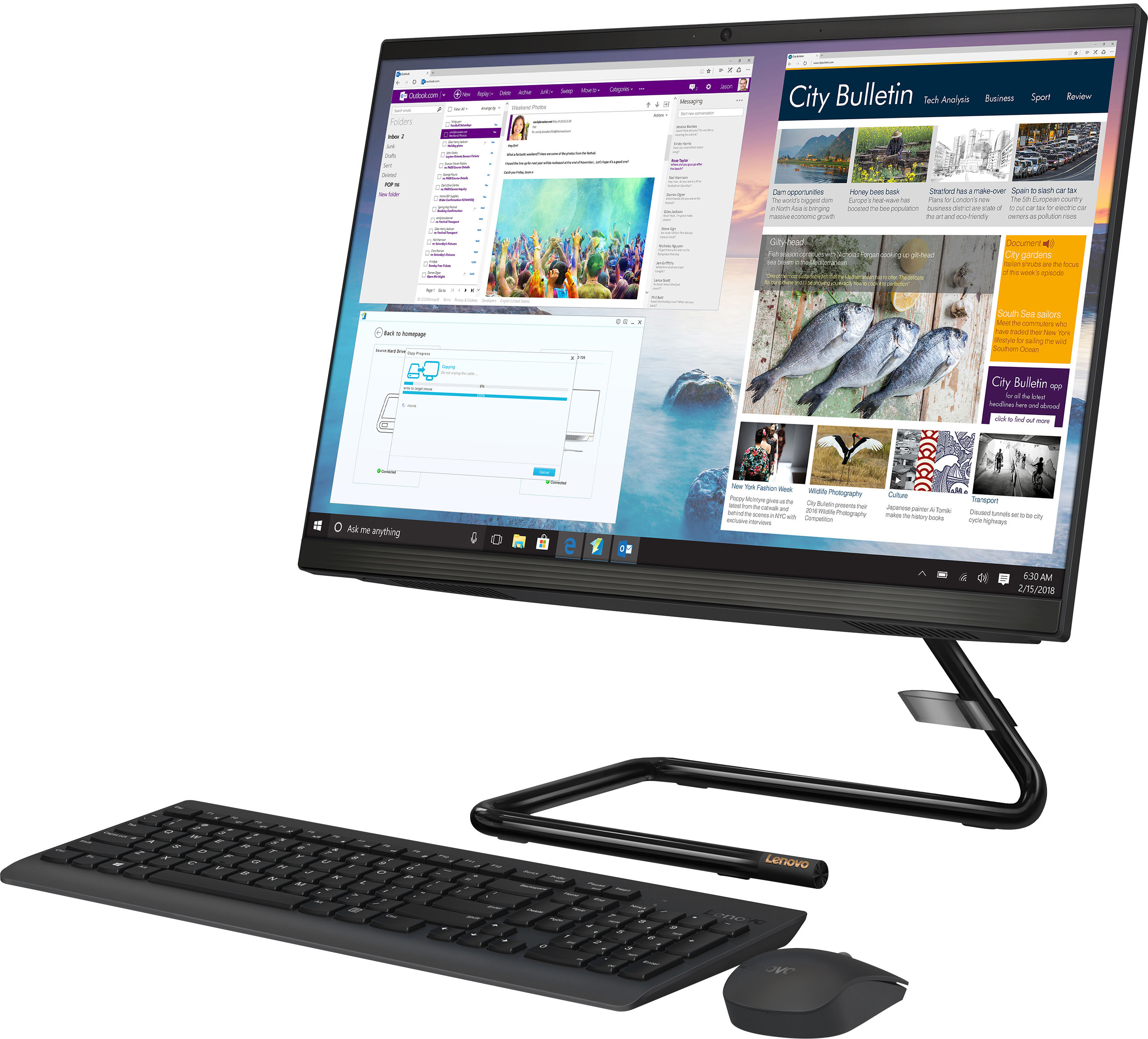Left View: Dell - Inspiron 24" FHD Touch-Screen All-In-One - Intel Core i5 - 8GB Memory - 512GB SSD - Black