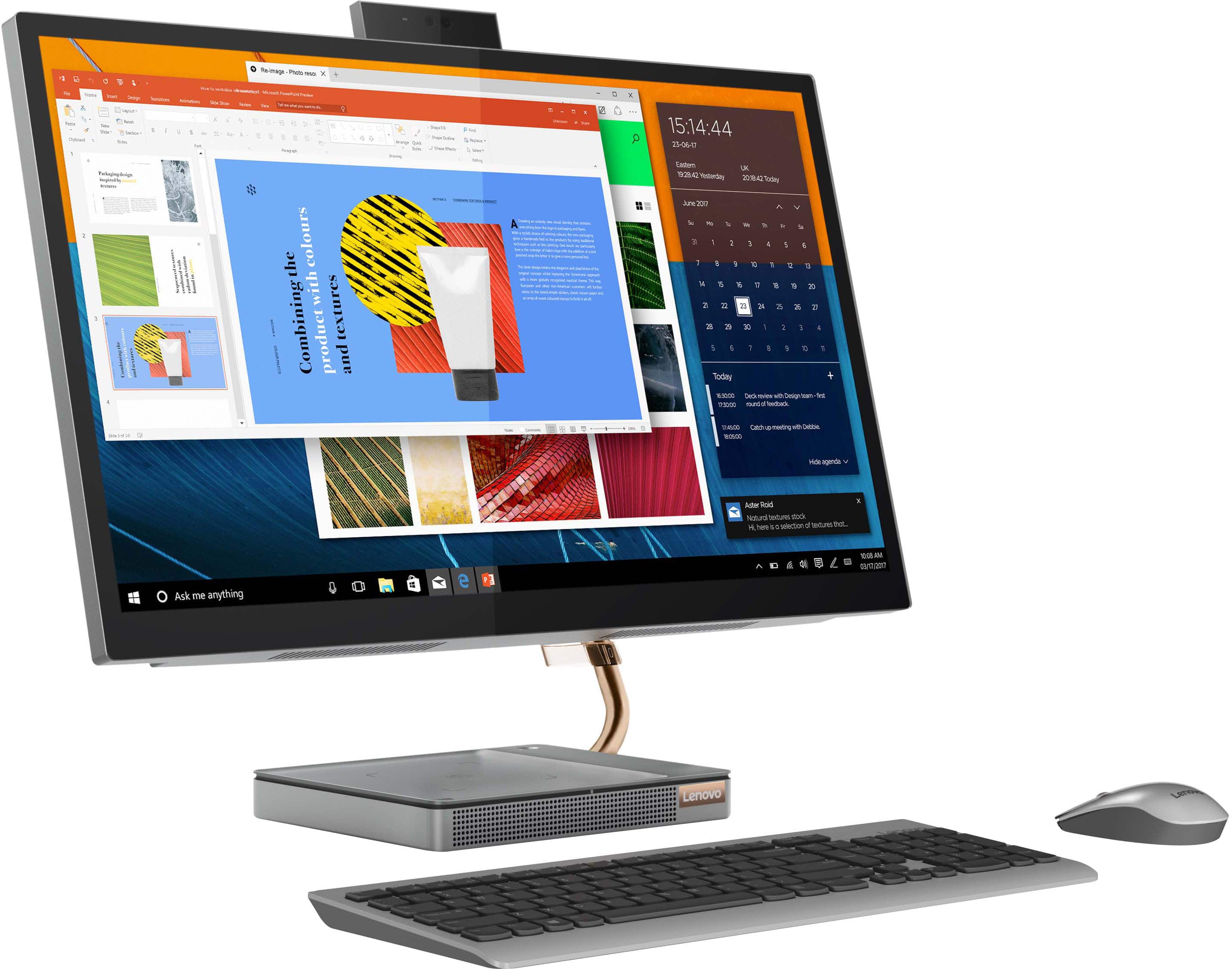 Angle. Lenovo - IdeaCentre AIO 5i 27" Touch-Screen All-In-One - Intel Core i5 - 12GB Memory - 512GB Solid State Drive - Mineral Gray.
