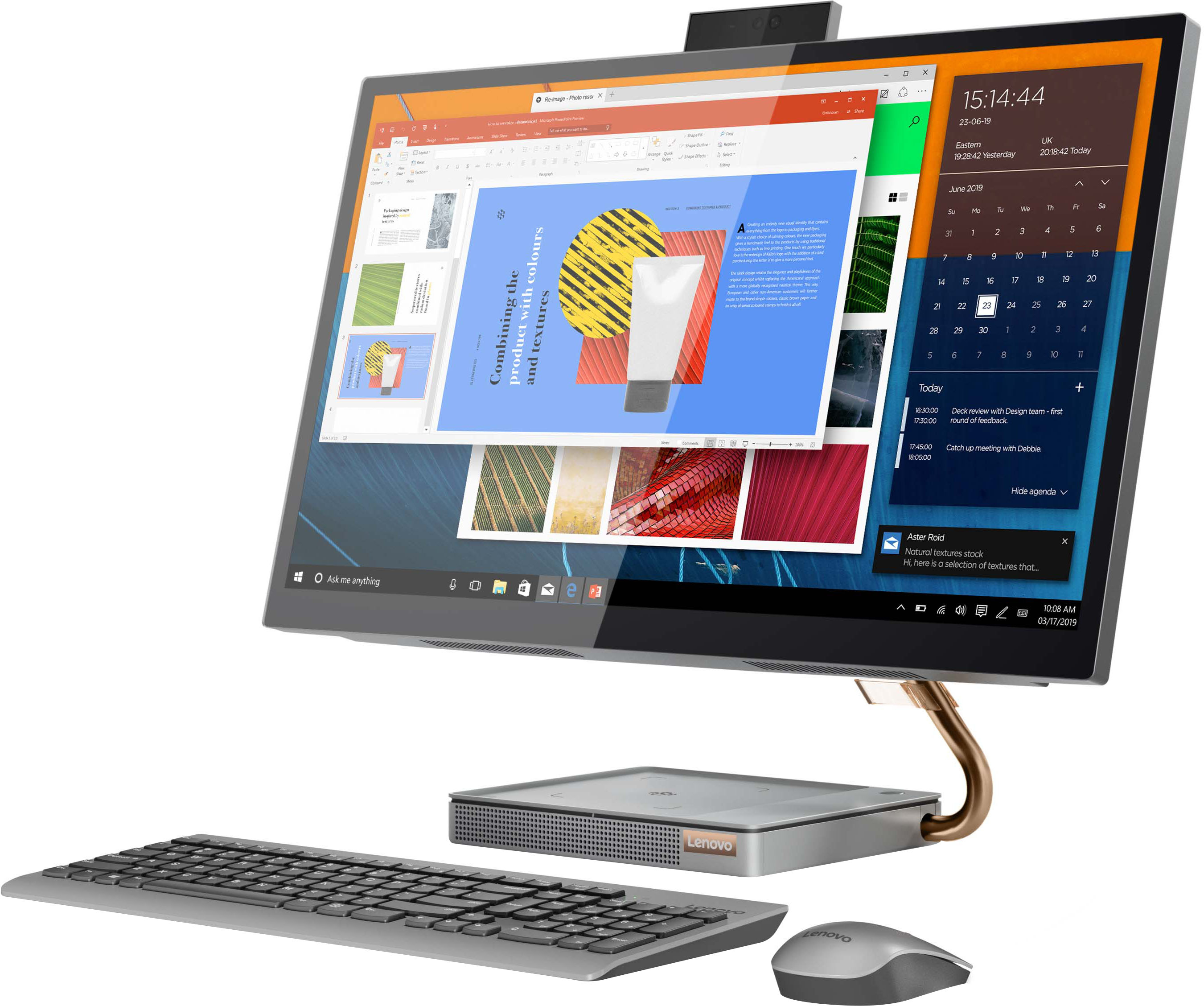 Left View: Lenovo - IdeaCentre AIO 5i 27" Touch-Screen All-In-One - Intel Core i5 - 12GB Memory - 512GB Solid State Drive - Mineral Grey