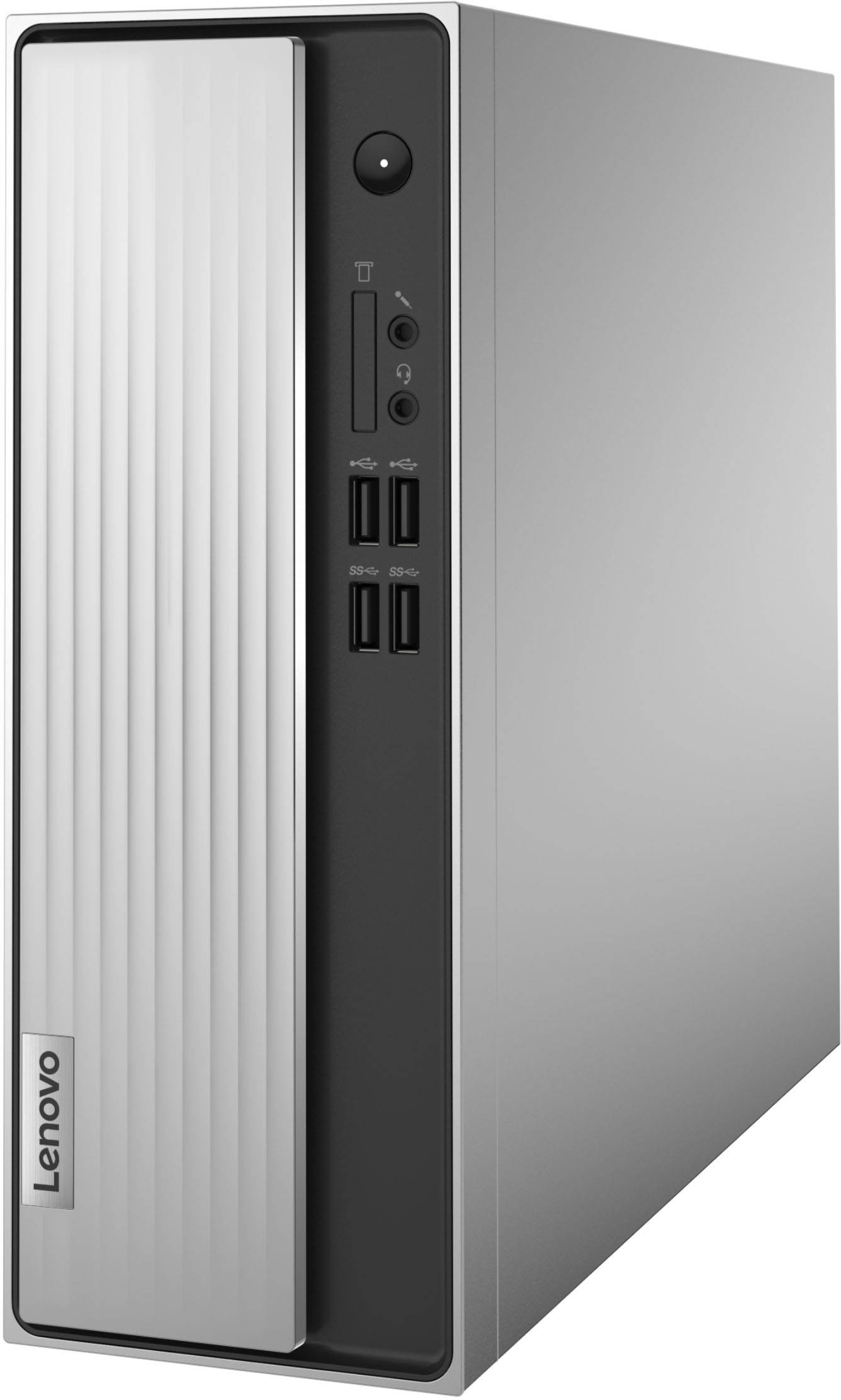 Left View: Lenovo - IdeaCentre 3 Desktop - AMD Athlon Silver-Series - 8GB Memory - 256GB SSD - Mineral Grey