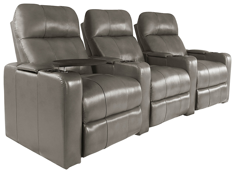 Angle View: RowOne - Cortes Straight Row Leather Power Recline Home Theater Seating 3-Chair