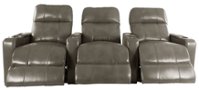 RowOne - Prestige Straight 3-Chair Leather Power Recline Home Theater Seating - Gray - Front_Zoom