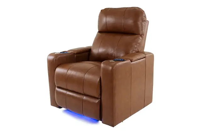 Angle. RowOne - Prestige Straight 2-Arm Leather Power Recline Home Theater Seating - Brown.