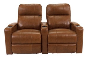 RowOne - Prestige Straight 2-Chair Leather Power Recline Home Theater Seating - Brown - Front_Zoom
