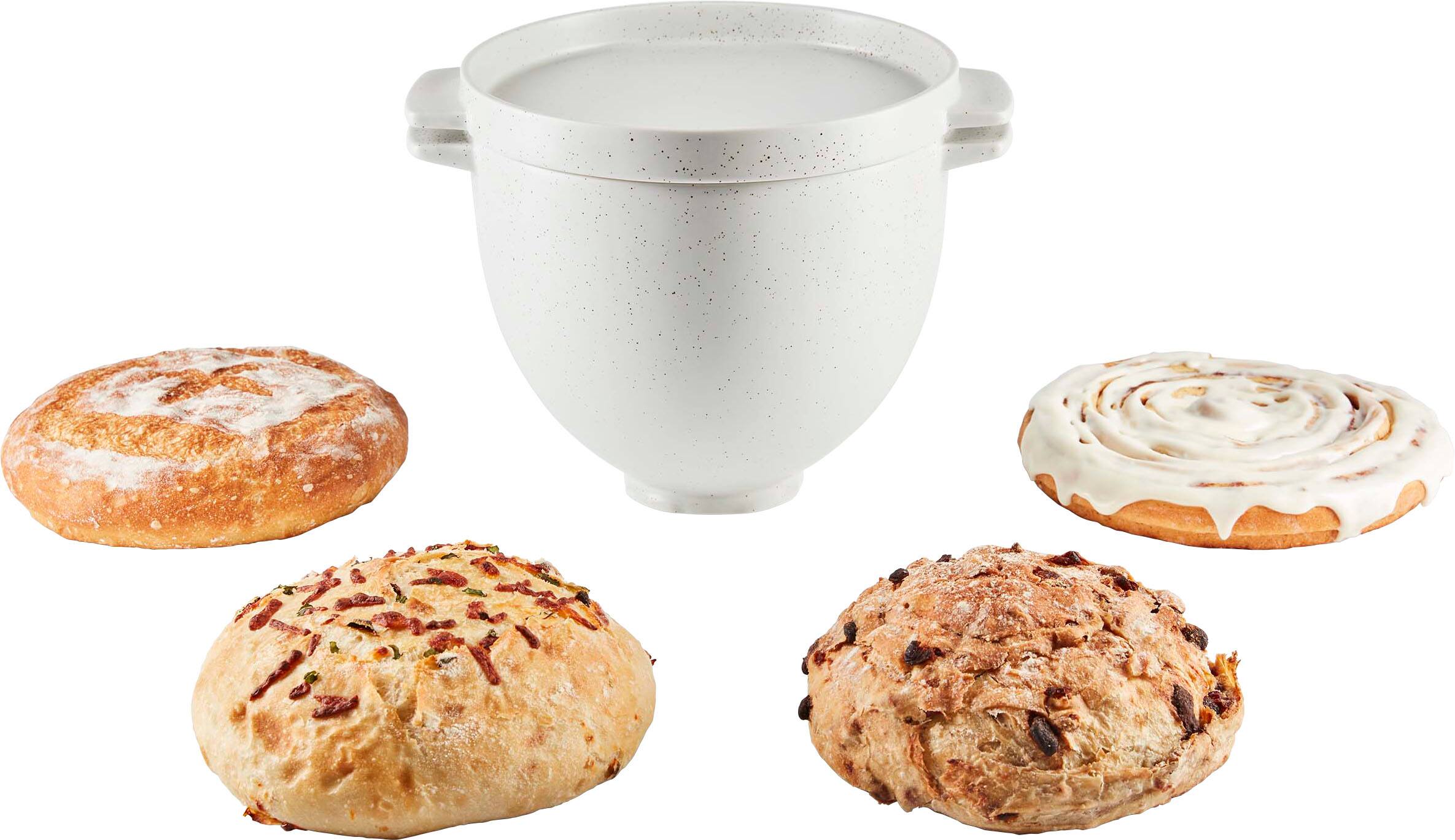 Left. KitchenAid - Bread Bowl with Baking Lid - Grey Speckled.