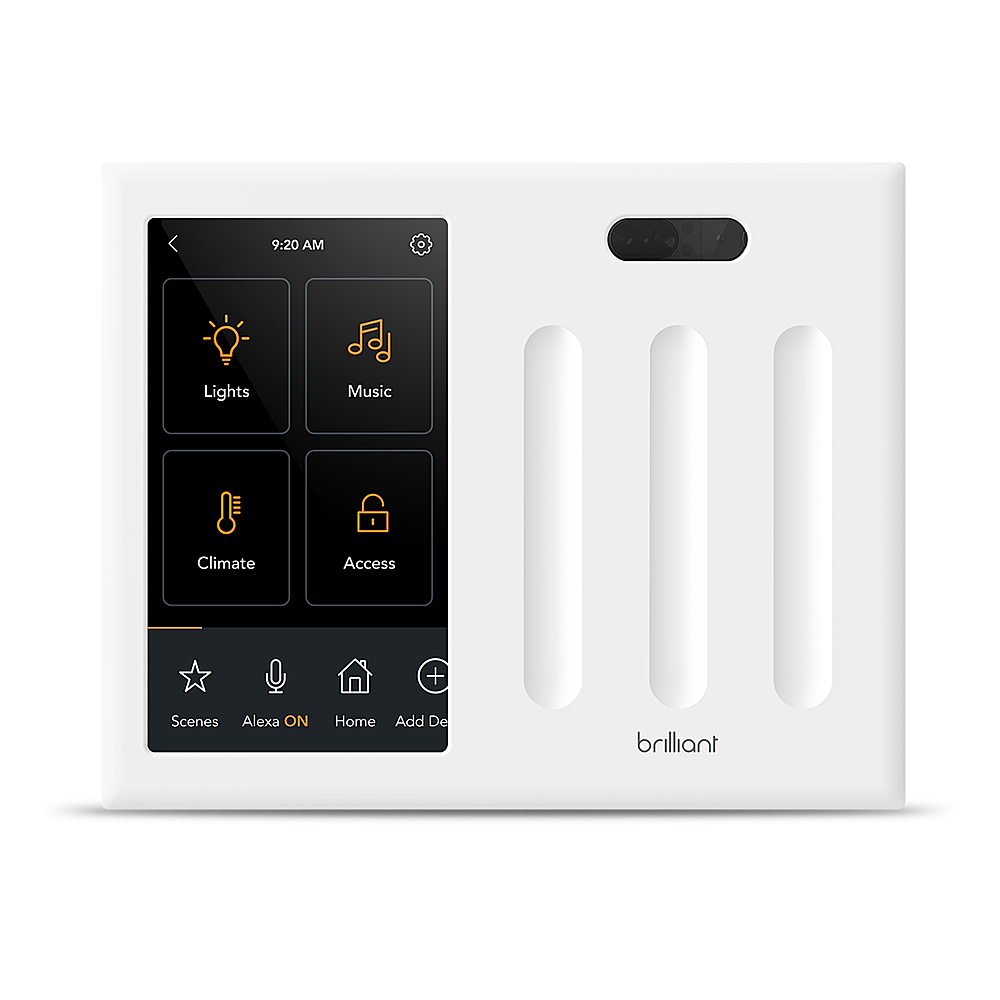 Brilliant - Smart Home Control - 3-Switch Panel - In-Wall Touchscreen Control for Lights, Music, & More - White