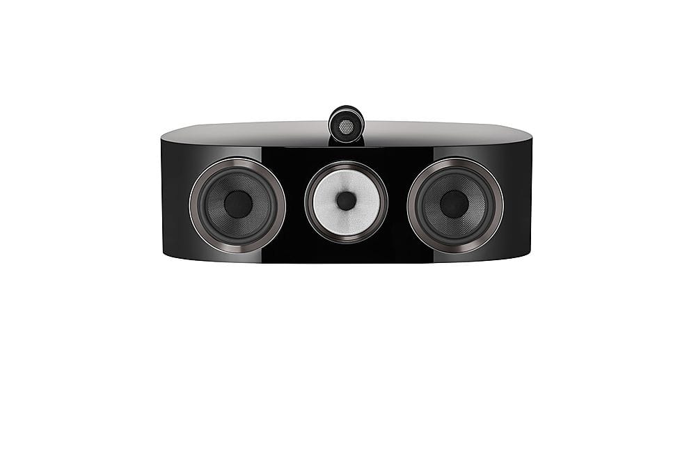 Front. Bowers & Wilkins - 800 Series Diamond 1" Diamond Tweeter, 5" Midrange, Dual 6.5" Woofer Center Channel Speaker (each) - Gloss Black.