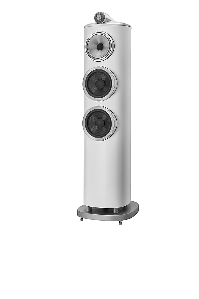 Left View: Bowers & Wilkins - 800 Series Diamond 1" Diamond Tweeter, 5" Midrange, Dual 6.5" Woofer Floorstanding Speaker (each) - White