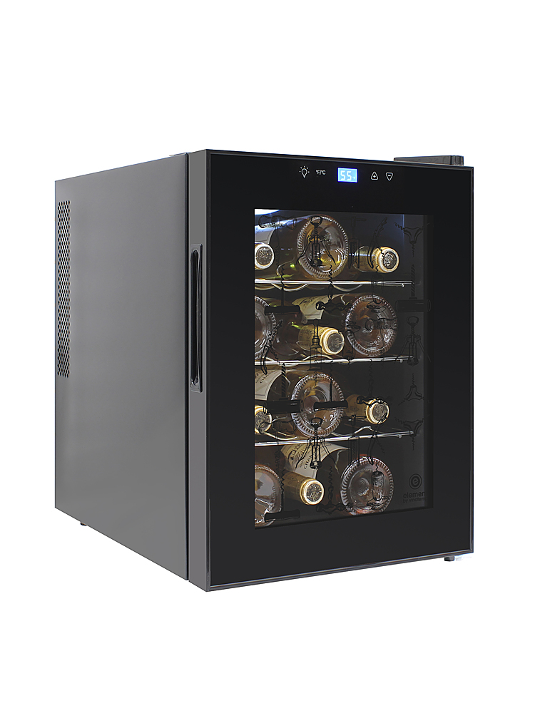 Left View: Vinotemp - 12-Bottle Single-Zone Thermoelectric Wine Cooler - Black