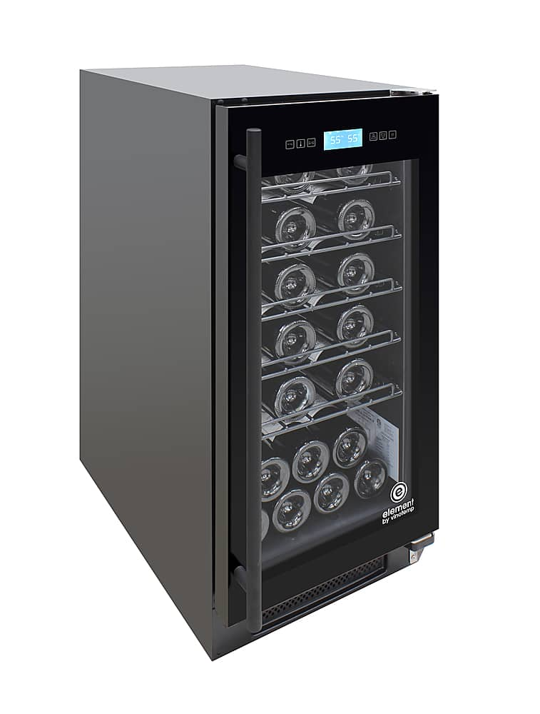 Left View: Vinotemp - 32-Bottle Single-Zone Wine Cooler - Black