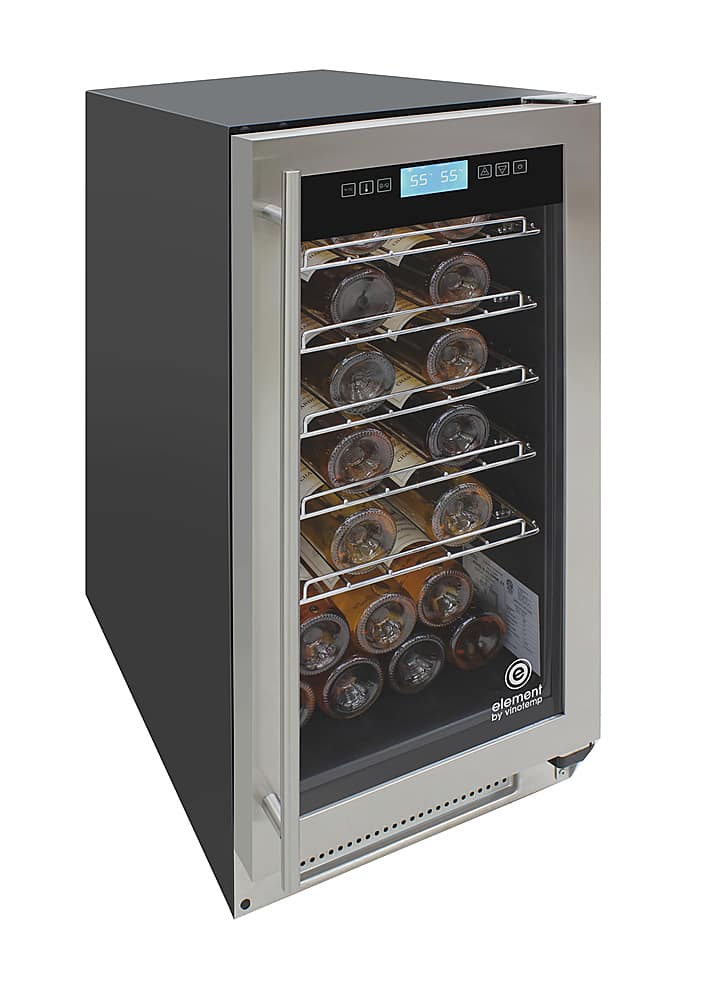 Left View: Vinotemp - 32-Bottle Single-Zone Wine Cooler - Silver