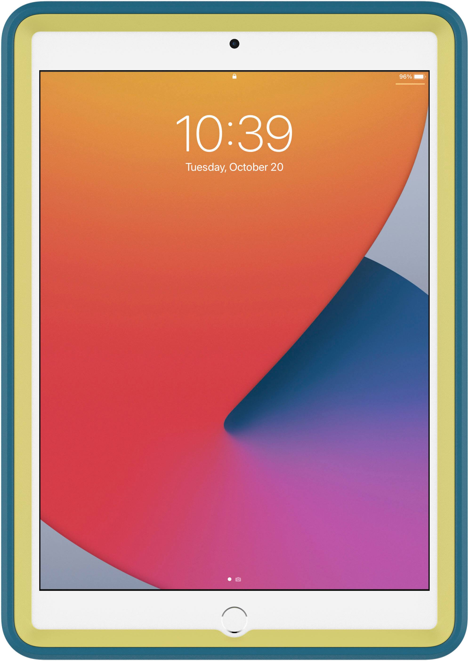 Angle. OtterBox - Kids EasyGrab Tablet Case for Apple® iPad® (7th generation, 8th generation, and 9th generation) - Galaxy Runner.