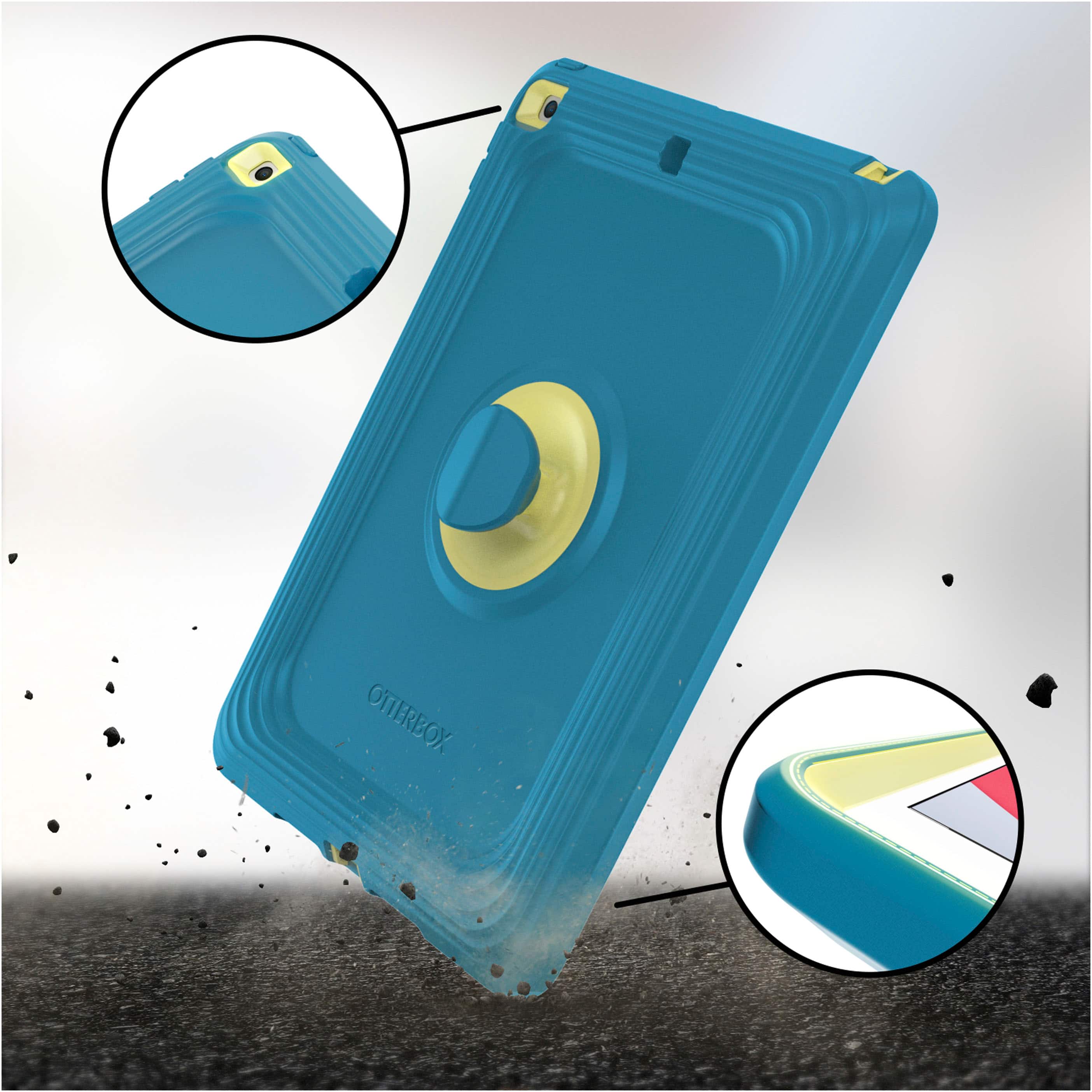 Left. OtterBox - Kids EasyGrab Tablet Case for Apple® iPad® (7th generation, 8th generation, and 9th generation) - Galaxy Runner.