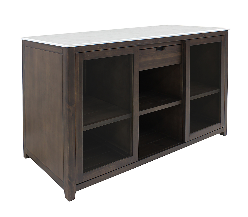 Left View: Vinotemp - Wine Credenza with Tabletop - White/Black