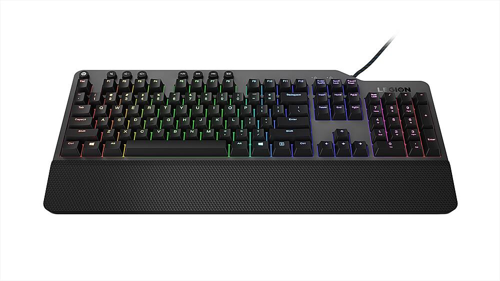 Angle. Lenovo - Legion K500 Full-size Wired RGB Mechanical Gaming Keyboard - Black.