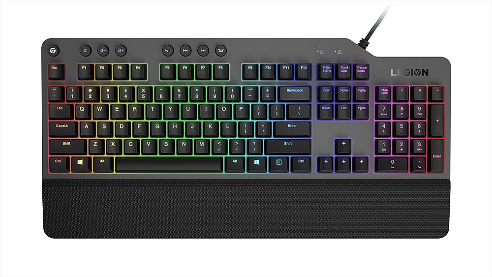 Front. Lenovo - Legion K500 Full-size Wired RGB Mechanical Gaming Keyboard - Black.