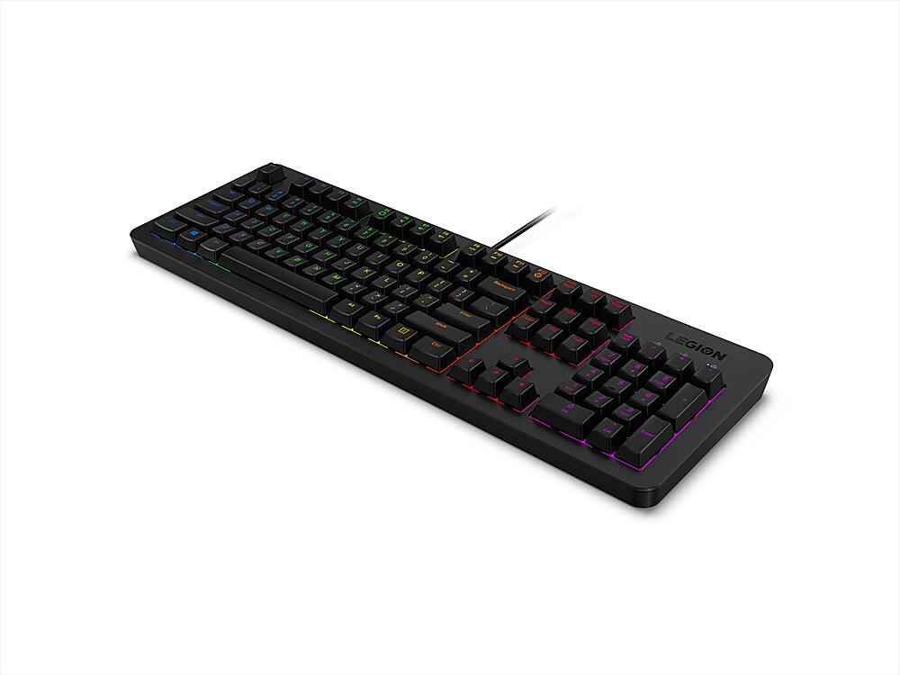 Left View: Lenovo - Legion K300 Full-size Wired RGB Gaming Keyboard - Black