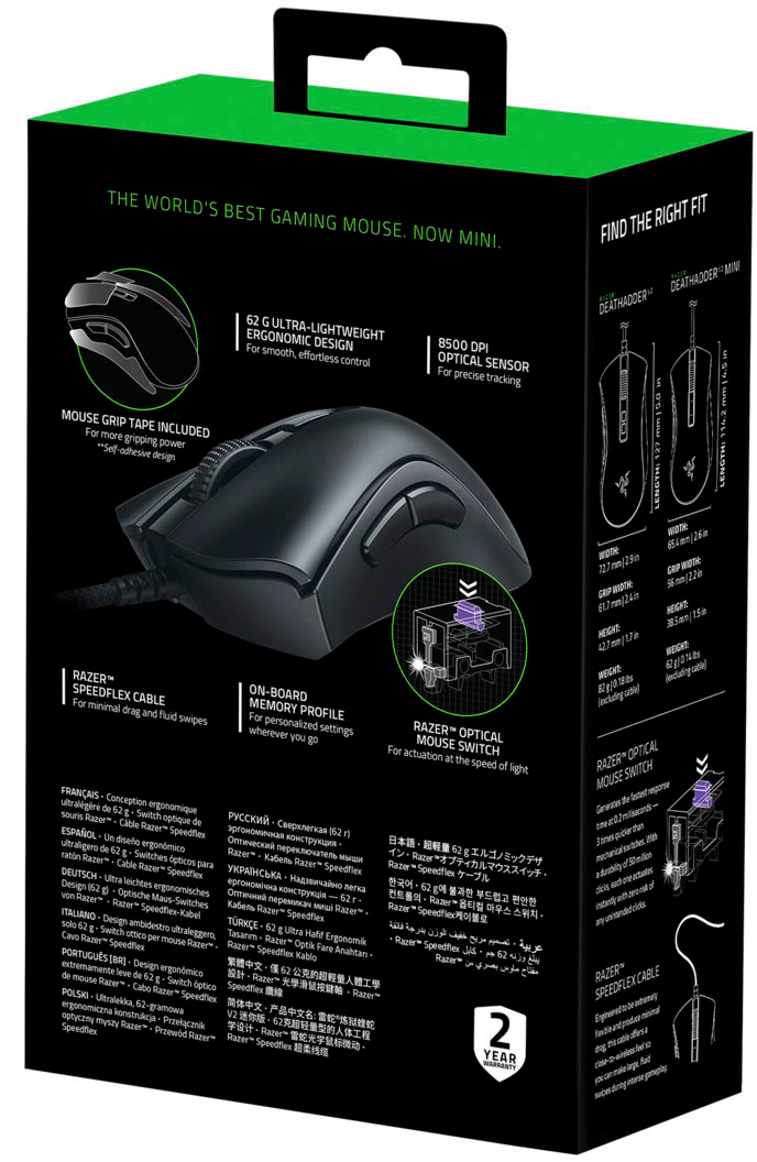 RAZER DeathAdder V2 Mini Gaming Mouse Black - Mojitech