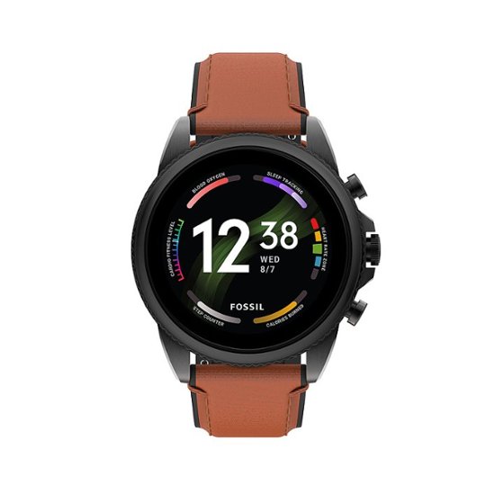 Fossil Gen 6 Smartwatch 44mm Brown Leather Black FTW4062V Best Buy