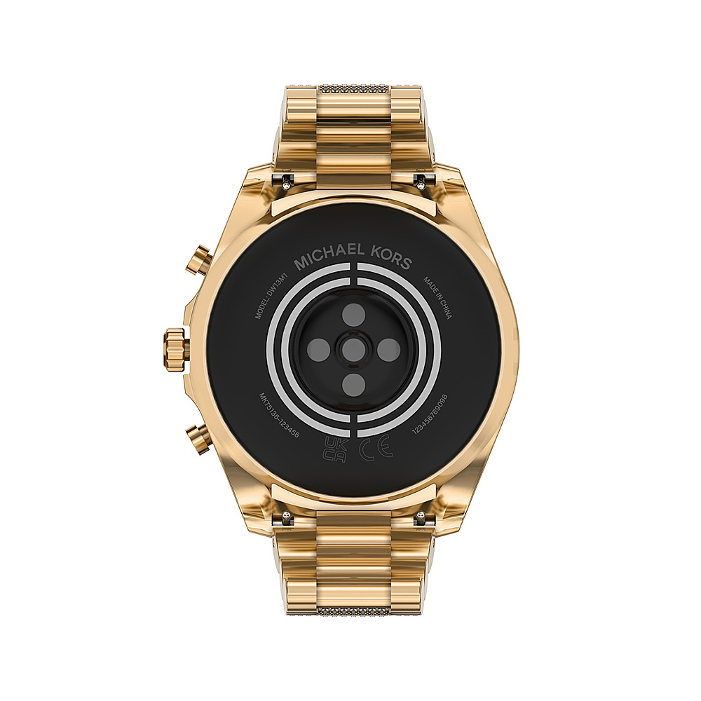 Back View: Michael Kors Gen 6 Bradshaw Smartwatch Gold-Tone Stainless Steel with Full Pave - Gold