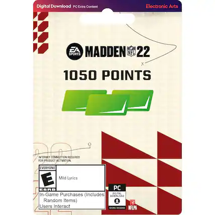 Front. Electronic Arts - Madden NFL 22 1,050 Points.