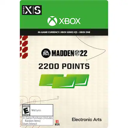 Front. Electronic Arts - Madden NFL 22 2,200 Points.
