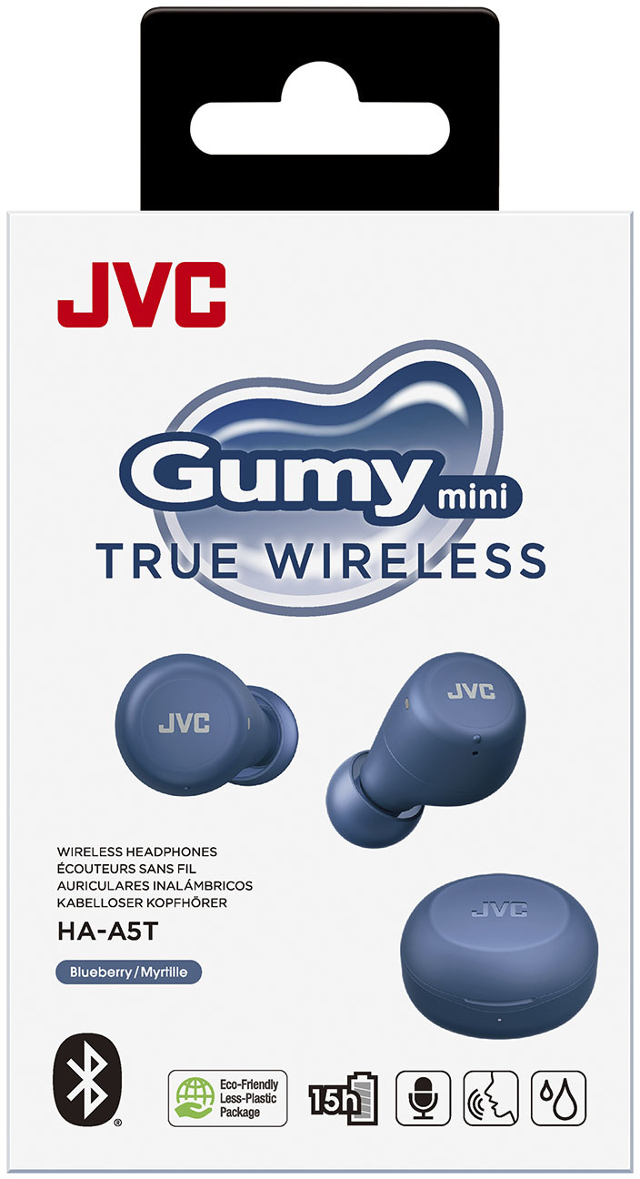 Left View: JVC - HA EN10BT Gumy Sport Wireless In-Ear Headphones - Red/Black