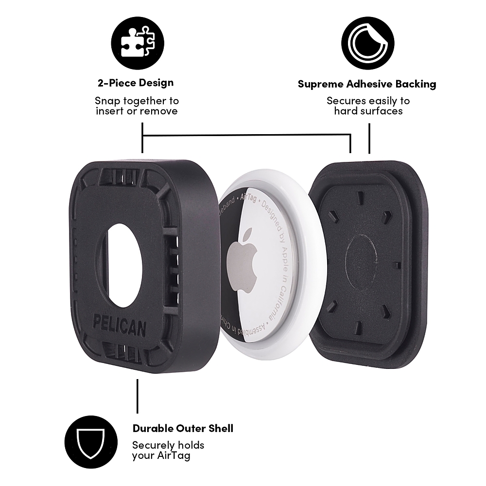 Black Stick-On Mount for Apple AirTag Pelican Protector Series 