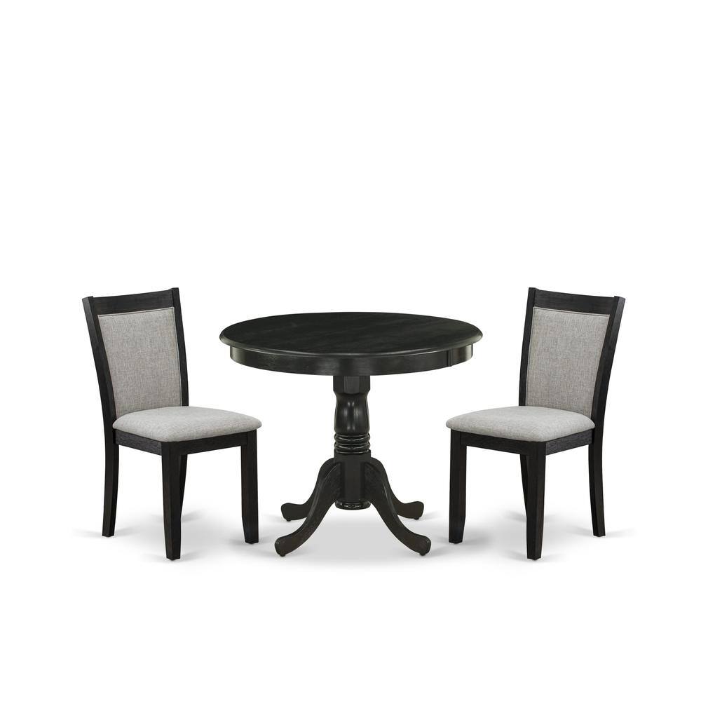 Front. East West Furniture - East West Furniture 3-Pc Dining Room Table Set Contains a Wooden Dining Table and 2 Shitake Linen Fabric Modern Dining - Multi-Color.