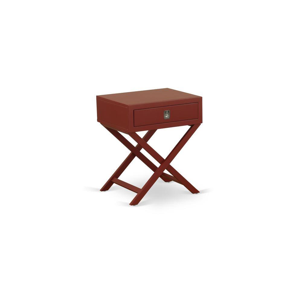 Back. East West Furniture - Night Stand Burgundy - Brown.