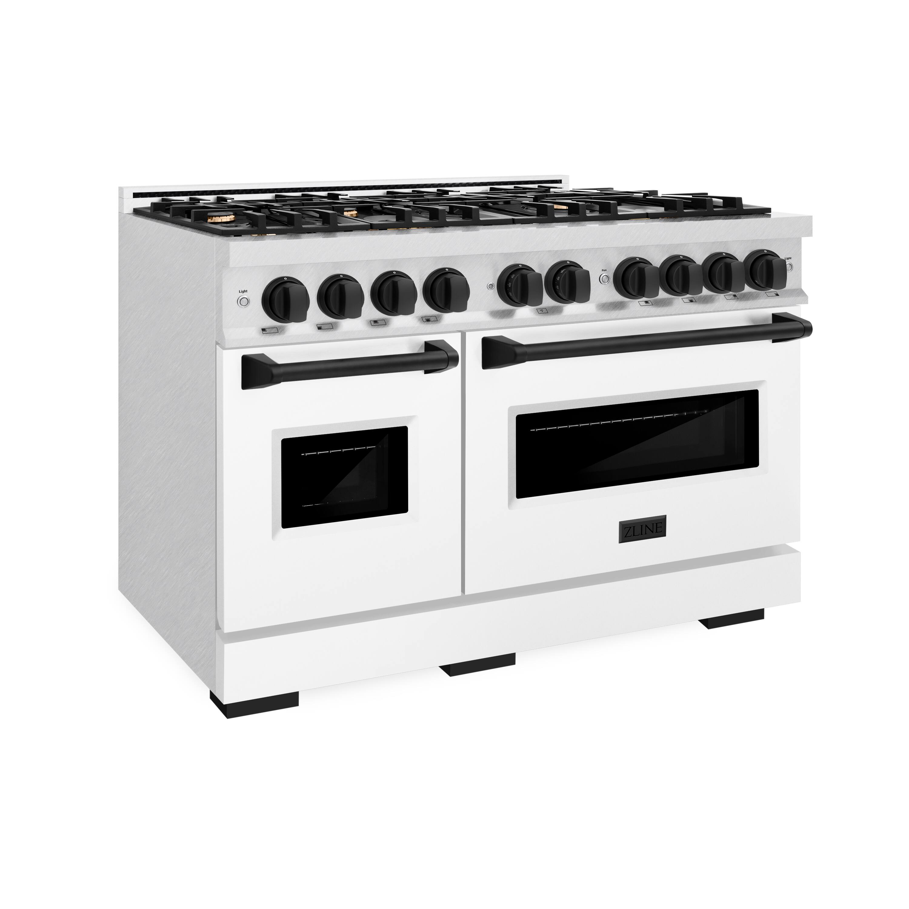 Left. ZLINE - ZLINE Autograph 48 in. Classic Gas Range with Black Accents (CGRSZ-WM-48-MB) - White.