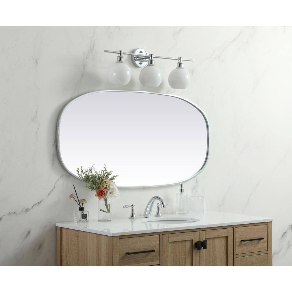 Alt View 6. Elegant Decor - Metal Frame Oval Mirror 24x48 Inch in Silver - Silver.