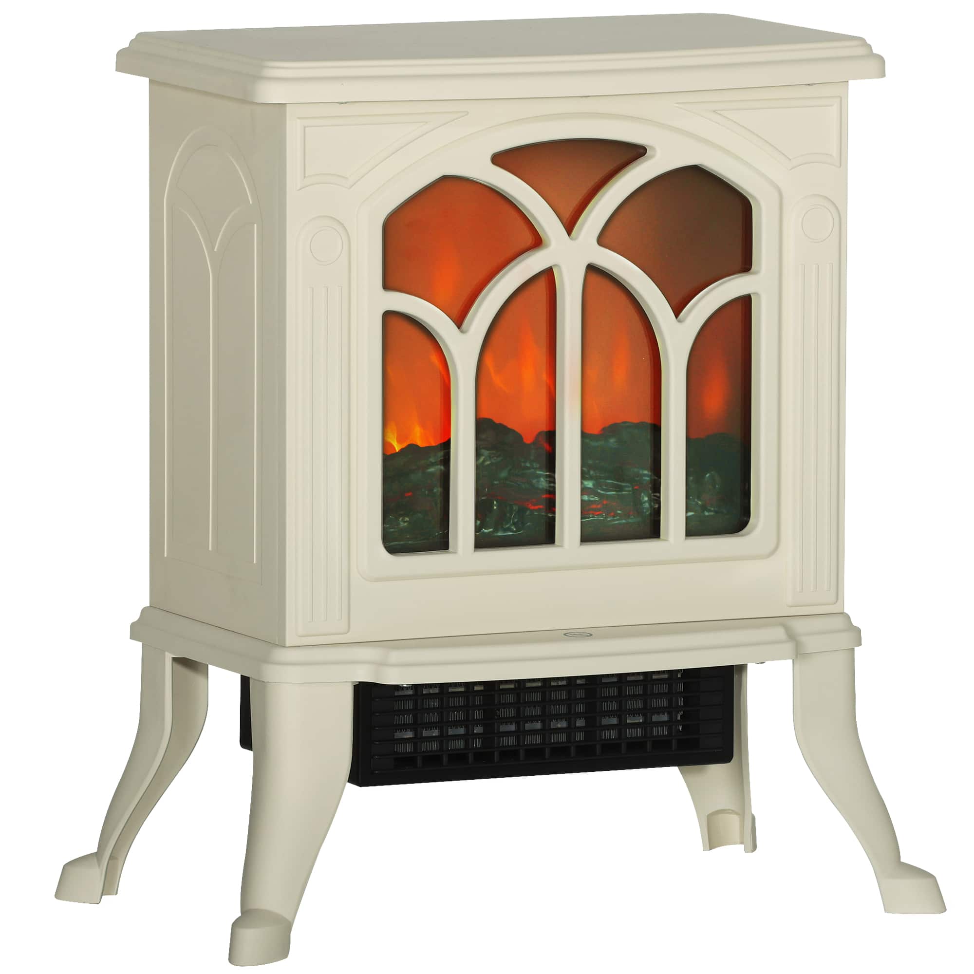 Tiramisubest - 17" Freestanding Electric Fireplace Stove,Fire Place Heater with Realistic Flame Effect,Overheat Protection - Beige