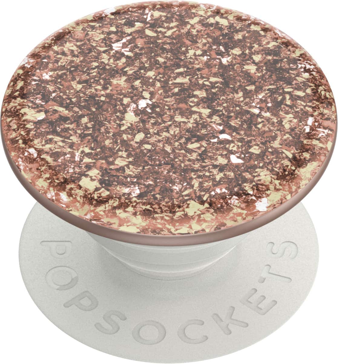 Front. PopSockets - PopGrip Premium Cell Phone Grip & Stand - Foil Confetti Rose Gold.