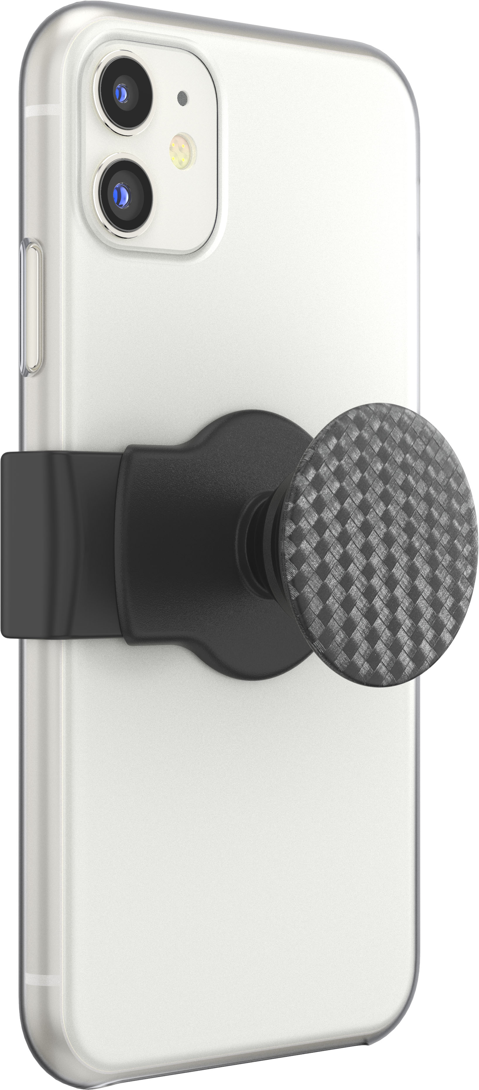Left View: PopSockets - PopGrip Slide Stretch Cell Phone Grip and Stand for Most Cell Phone Cases - Carbonite Weave