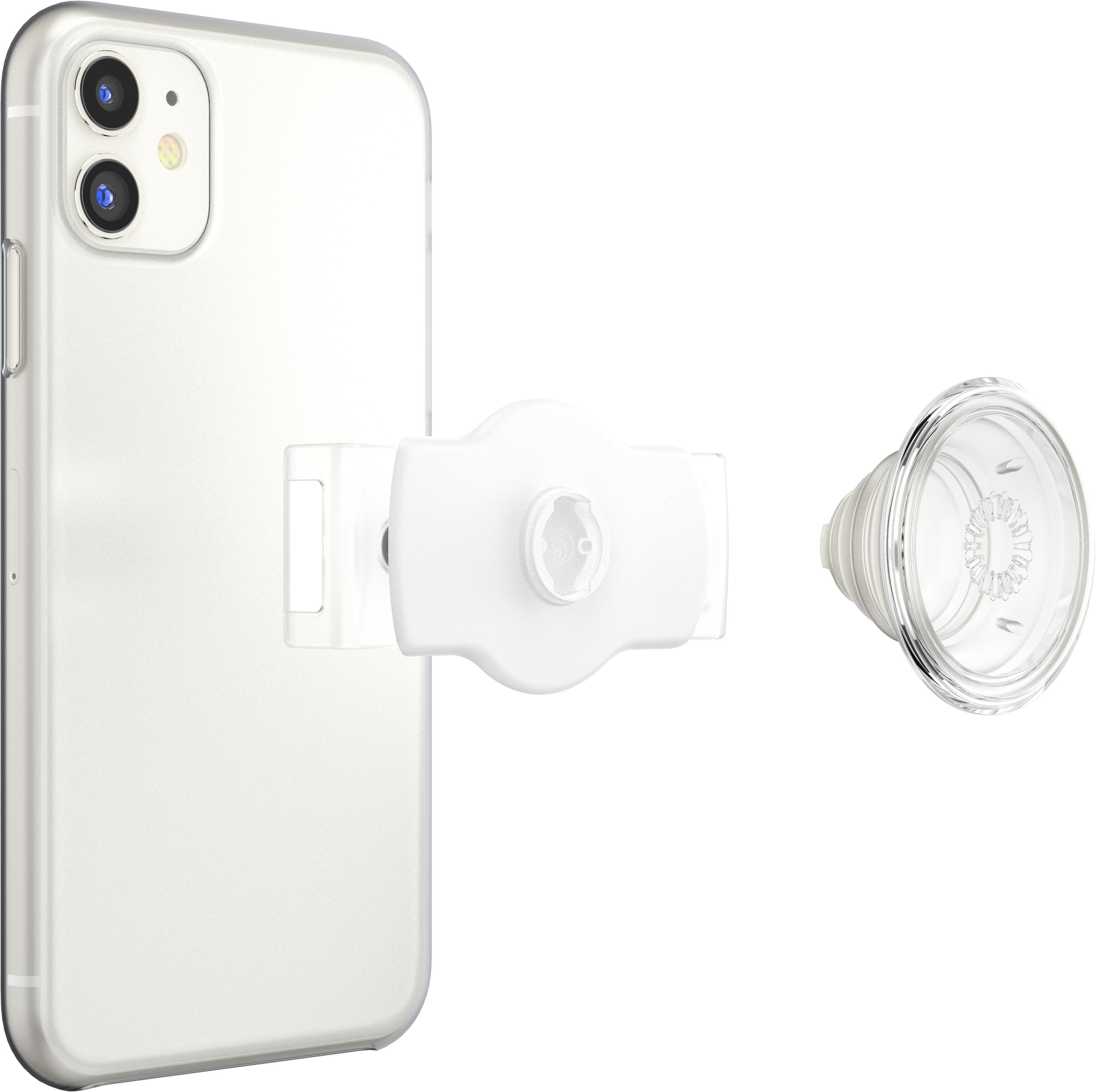 Angle View: PopSockets - PopGrip Slide Stretch Cell Phone Grip and Stand for Most Cell Phone Cases - Clear and White