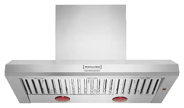 Front. KitchenAid - 48'' 585 or 1170 CFM Motor Class Commercial-Style Wall-Mount Canopy Range Hood - Stainless steel.