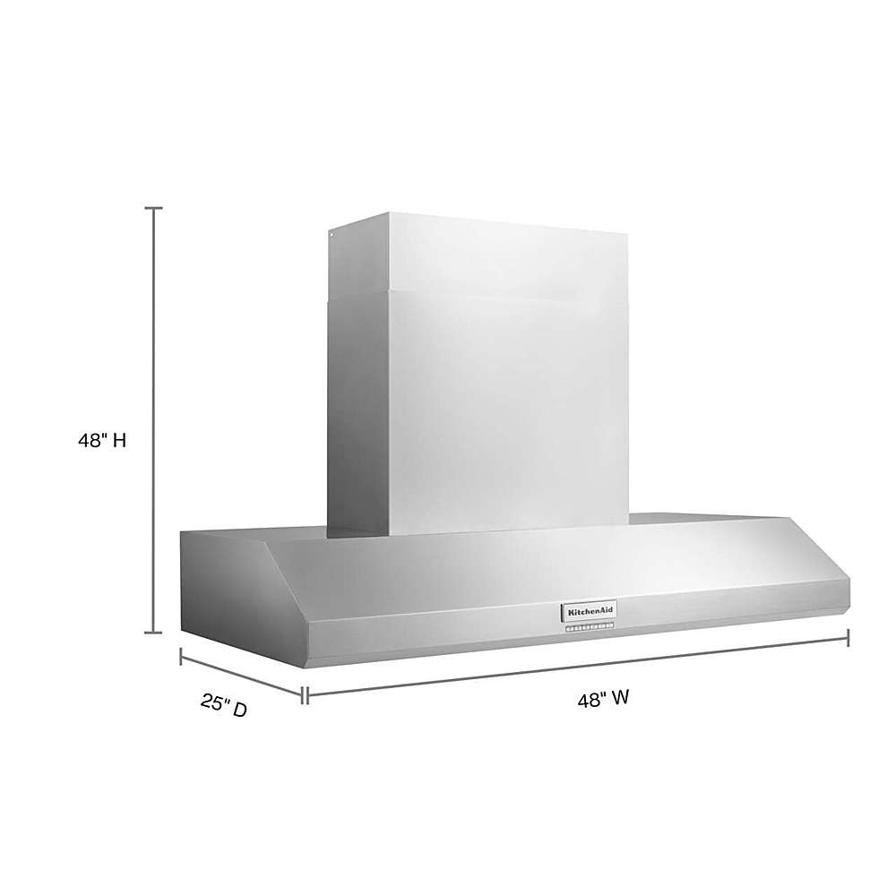 Alt View 15. KitchenAid - 48'' 585 or 1170 CFM Motor Class Commercial-Style Wall-Mount Canopy Range Hood - Stainless steel.