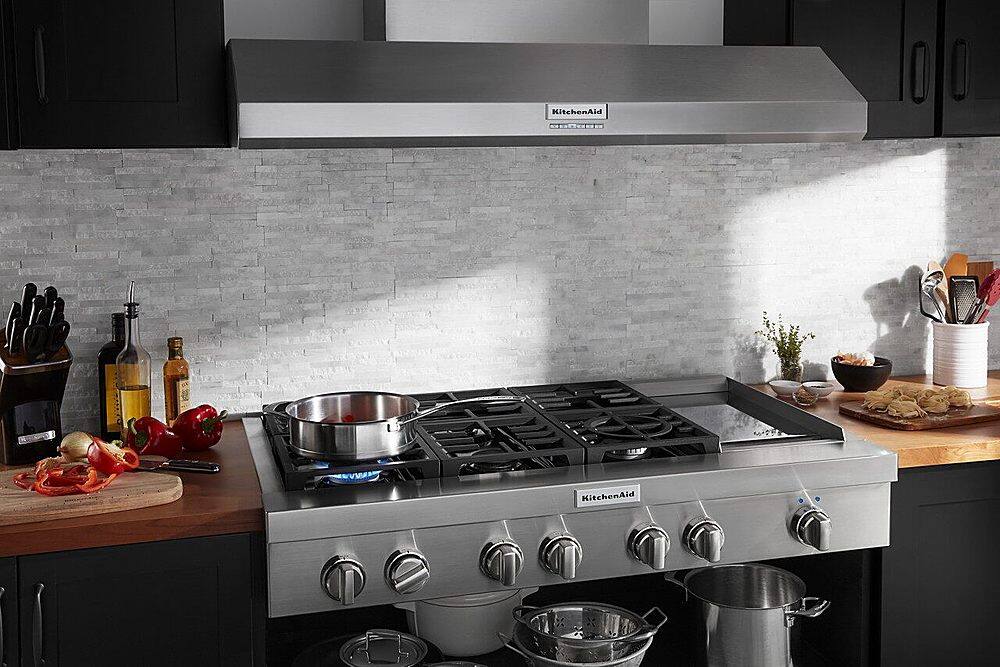 Alt View 18. KitchenAid - 48'' 585 or 1170 CFM Motor Class Commercial-Style Wall-Mount Canopy Range Hood - Stainless steel.