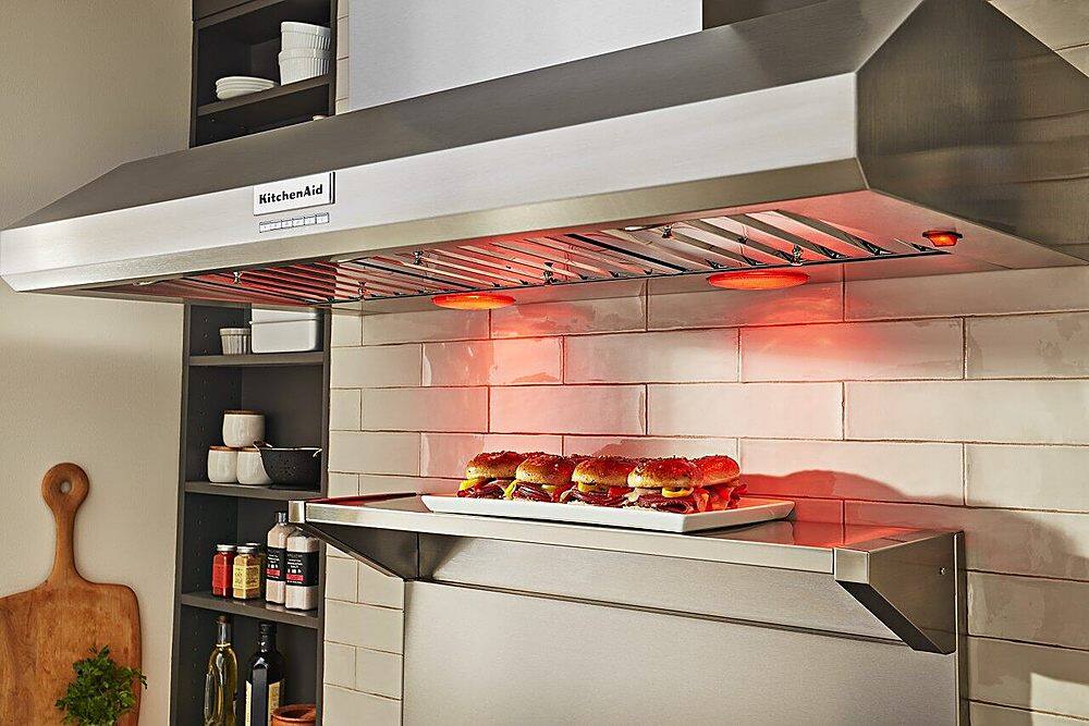 Alt View 20. KitchenAid - 48'' 585 or 1170 CFM Motor Class Commercial-Style Wall-Mount Canopy Range Hood - Stainless steel.