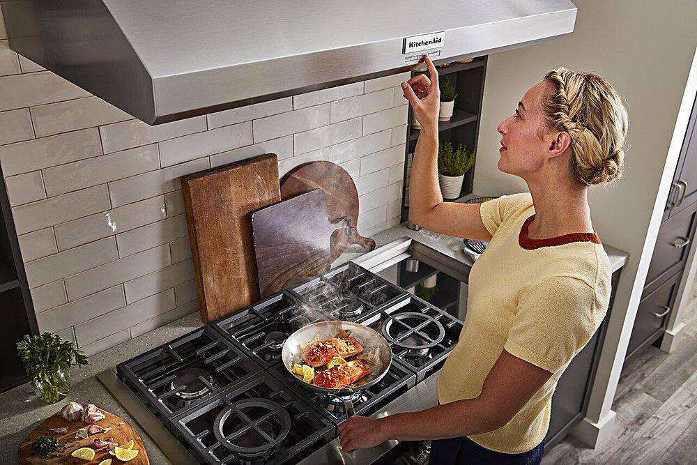 Alt View 21. KitchenAid - 48'' 585 or 1170 CFM Motor Class Commercial-Style Wall-Mount Canopy Range Hood - Stainless steel.