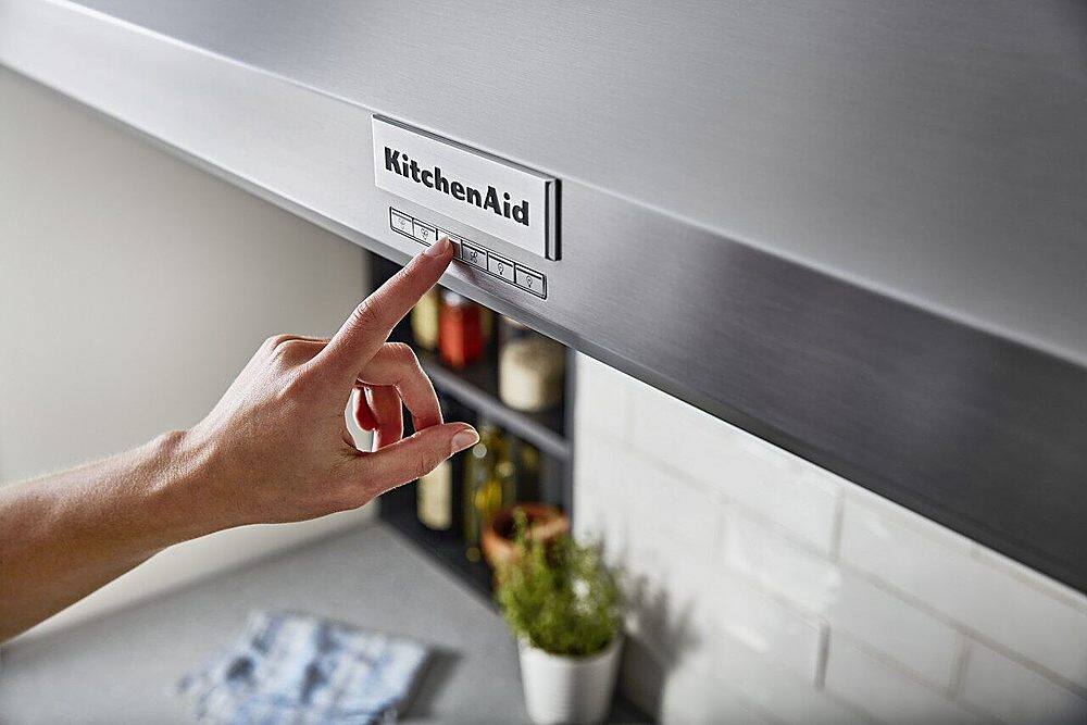 Alt View 22. KitchenAid - 48'' 585 or 1170 CFM Motor Class Commercial-Style Wall-Mount Canopy Range Hood - Stainless steel.