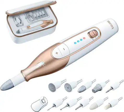 Angle. Beurer - Electric Manicure/Pedicure Set - White & Gold.