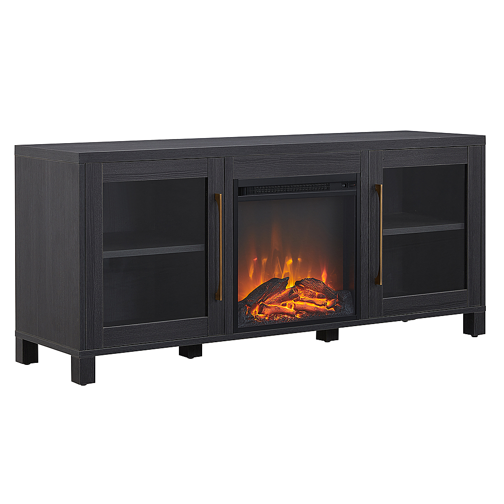 Angle View: Camden&Wells - Foster Log Fireplace TV Stand for TVs Up to 65" - Charcoal Gray