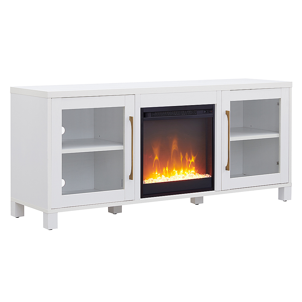 Angle View: Camden&Wells - Foster Crystal Fireplace TV Stand for TVs Up to 65" - White