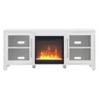 Front. Camden&Wells - Foster Crystal Fireplace TV Stand for TVs Up to 65" - White.